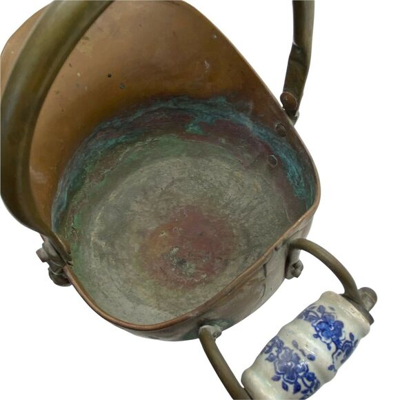 Copper Rustic Cauldron Coal Scuttle Vintage Metalware Hand Hammered Small Retro - Picture 8 of 16